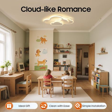 Dimmable LED Ceiling Light, 22" Modern Cloud Flush Mount Acrylic Ceiling Lamp, Ceiling Lighting Fixture for for Bedroom, Kitchen, Bathroom, Hallway, Stairwell (1/5)