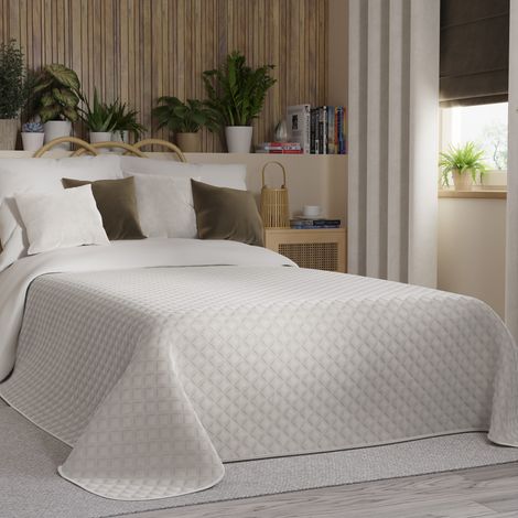Copriletto in velluto Velvi grigio chiaro con motivo geometrico 220x240 cm (1/5)
