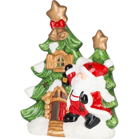 Weihnachtsdekoration MagicHome, Bäumchen mit Weihnachtsmann, LED, Terrakotta, 2xAAA, 27,3x11x34 cm (1/4)