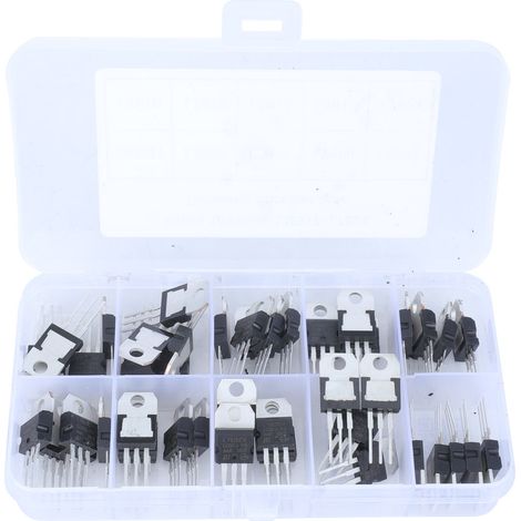 Lot de 50 régulateurs de tension 10 valeurs, kit transistor d’assortiment en boîte transparente 10 compartiments (1/5)