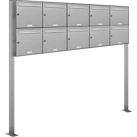 10er Edelstahl Standbriefkasten Anlage Freistehend (1/5)