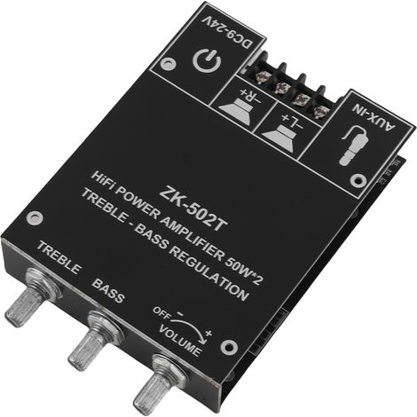 Module amplificateur de puissance stéréo Bluetooth double canal ZK-502T avec contrôle des aigus et des basses (1/5)