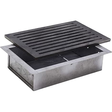 Fonderia Bongiovanni – Grille en fonte 20 x 30 cm – Tiroir ramasse-cendres H 7 cm – Améliore le tirage cheminée – Pour espaces confinés (1/2)