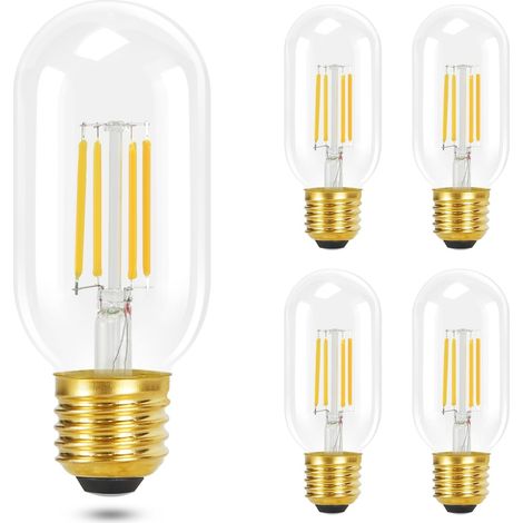 GBLY 4er pack E27 LED Warmweiss Glühbirnen Vintage - T45 LED Leuchtmittel Lampe E27 Birnen 4W 2700K Energiesparlampe Light Bulbs Retro Edison Glühlampen Filament Glas 360° Abstrahlwinkel
