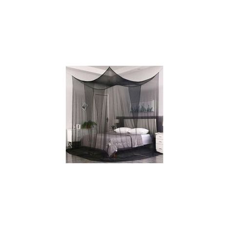 Bett-Moskitonetz, Baldachin-Moskitonetz für Doppelbett 210 x 190 x 240 cm – 4 Türen, großes Polyester-Moskitonetz für Reisen und Zuhause – Schwarz (1/5)
