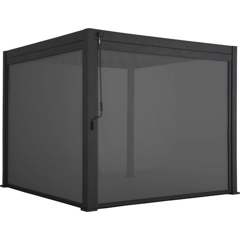 Pergola bioclimatique aluminium Triomphe 3x3 m lames orientables avec 2 stores en aluminium et textilène anthracite (1/5)