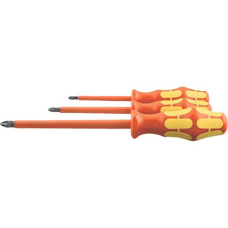 Wera Jeu de tournevis pour Pozidriv, avec manche Kraftform 100% isolés, Nombre de tournevis: 3