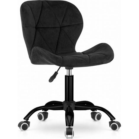 Silla de oficina giratoria con respaldo ancho, terciopelo negro