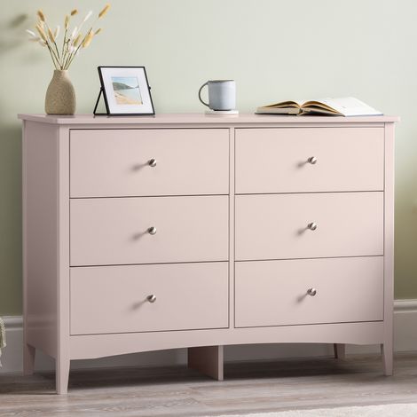 Ilsington Pink 6 Drawer Chest of Drawers (1/5)