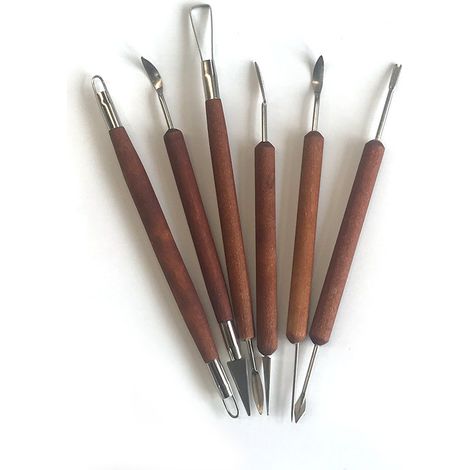 6 outils de sculpture en argile rouge finement sculptée, outils pour la peinture et la sculpture sur argile, outils de bricolage