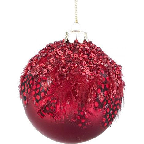 PALLA DI NATALE IN VETRO PLUMOUS ROSSO D80