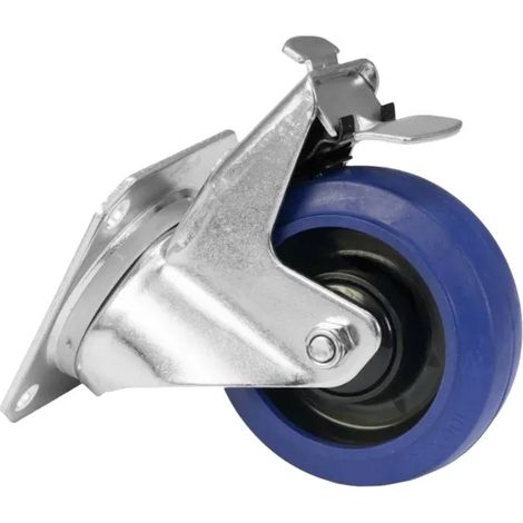 ROADINGER Roue pivotante RD-100B 100 mm bleue avec frein (3000400C) (1/2)