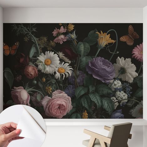 Papier peint autocollant adhésif installation rapide du papier peint durable et résistante Élégance florale 152x104 cm (1/5)