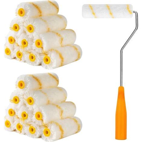 20Pcs Rouleaux à Peinture, Mini Rouleau à Peinture avec Poignées en Caoutchouc, 10cm Ensemble de Rouleaux à Peinture, Convient pour Décoration Murale Darchitecture et Fournitures de Peinture (1/5)