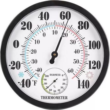 Hygromètre - Thermomètre d'intérieur 10 pouces - Grand écran - Moniteur de température et humidité - Pour intérieur et extérieur - Noir (1/5)