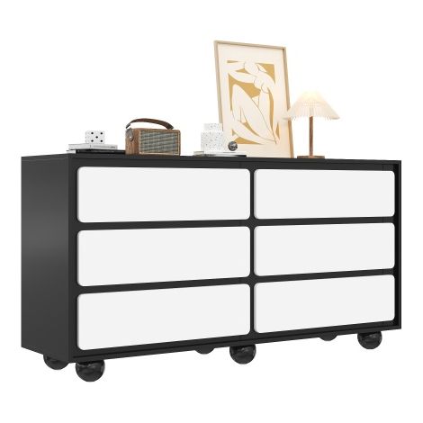 Buffet — Élégante commode à six tiroirs — Une coiffeuse alliant design moderne et fonctionnalité pratique.