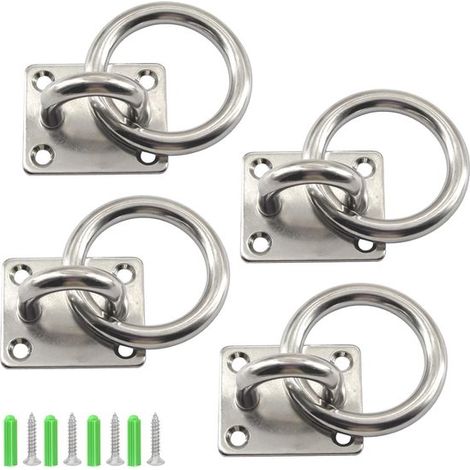 M5-Hängeringplatte – Edelstahl 304 – U-Haken – Ringhaken – Deckenhaken – Schraubhaken – 4-teilig – inklusive Edelstahlschrauben (1/5)