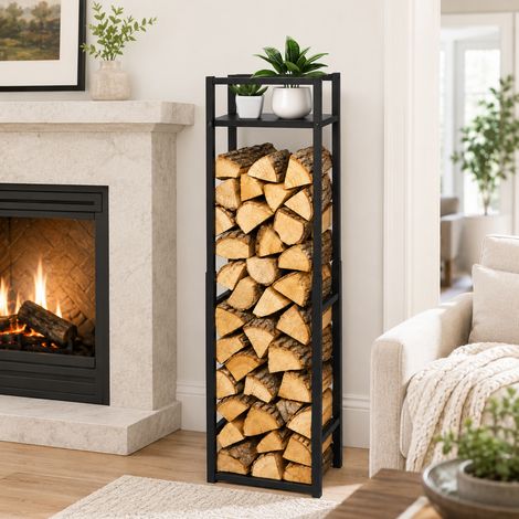 Jiubiaz Portalegna a 3 altezze con ripiano, 45 × 32 × 120/145/170 cm, 45 × 32 cm, portata 100 kg, ferro verniciato nero (1/5)