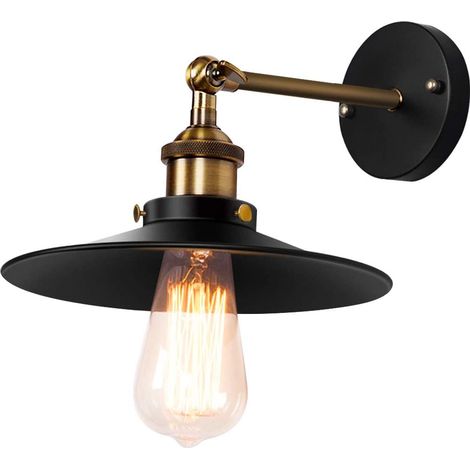 Applique Murale Industrielle Vintage Rétro Abat-jour en Fer E27 Plafonnier Lampe Murale Luminaires Intérieur pour Cuisine Salle à manger Chambre Restaurant Bar [Classe énergétique A++] (1/5)