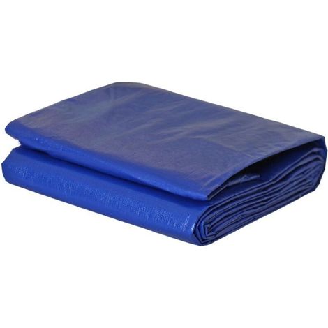 Bâche rectangulaire pour piscine 6 × 10 m – avec filet de drainage, résistante aux UV, bleue, renforcée avec anneaux de fixation (1/5)