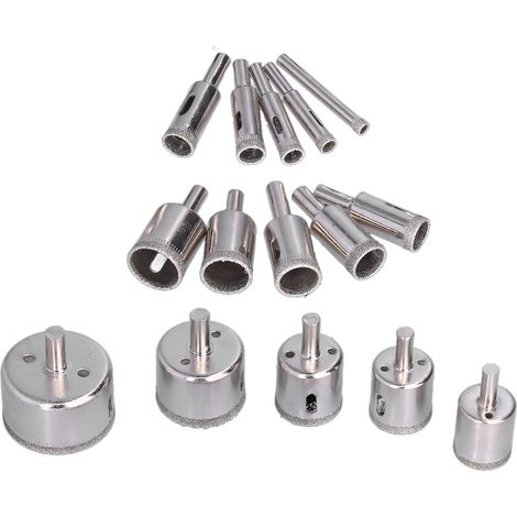 Lot de 15 forets trépan diamantés 6-50mm, ouverture rapide, couple élevé, perçage marbre et carrelage, outils de forage professionnels (1/5)