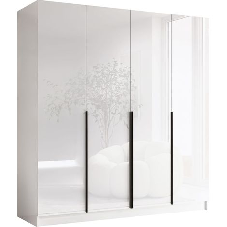 Armario Atlanta 176, Negro, 215x200x58cm, Puertas de armario: Con bisagras, Número de estantes: 0