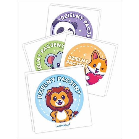 Autocollants « Patient courageux » - Animaux 40 mm, lot de 60