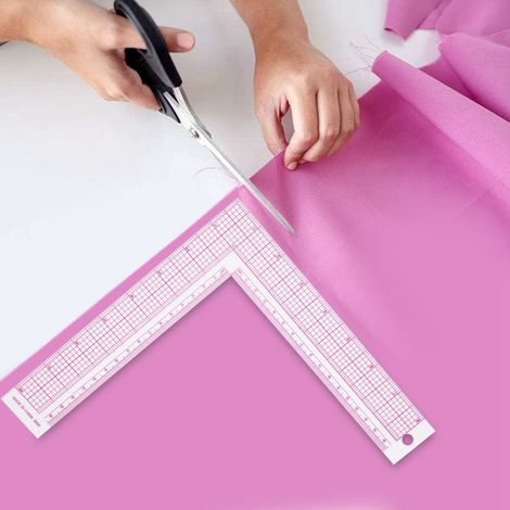 Règle de mesure carrée en plastique en forme de L pour la couture, outil de couture professionnel (5808) (1/5)