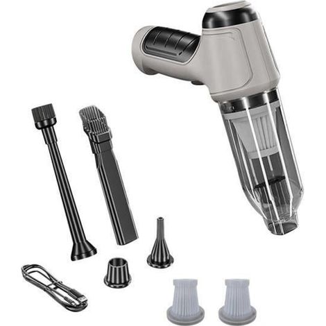 Aspirateur sans fil puissant, accessoire de voiture, appareil robuste, blanc-gris (1/4)