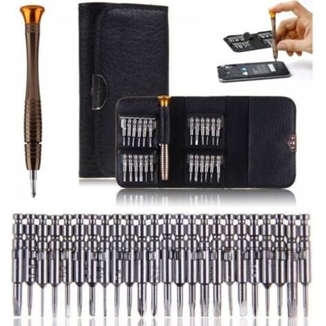 Tournevis Précision Mini 25 en 1 Kit de Tournevis Outils de Réparation pour, Portable Laptop, Montre, Bijoux, Jouets, Lunettes etc Set avec étui en Cuir (1/5)