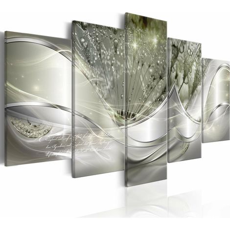 Tableau pissenlits étincelants verts larges - 200 x 100 cm (1/4)