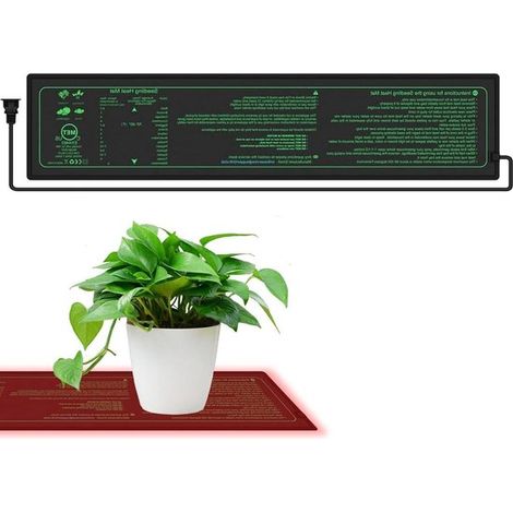 Tappetino riscaldante per piantine - Tappetino per coltivazione idroponica - Germinazione delle piante - Distribuzione uniforme della temperatura - 10 x 52,5 cm - Nero (1/5)