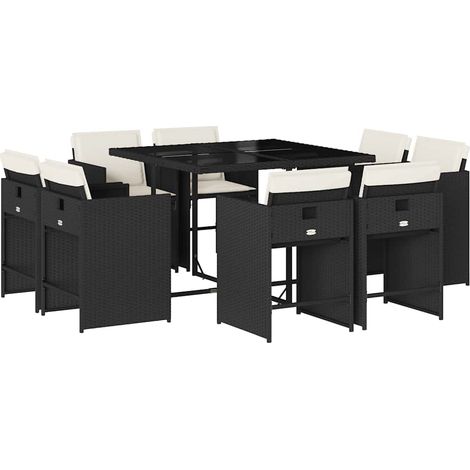 Maison Exclusive - Set de comedor de jardín 9 pzas y cojines ratá (1/5)