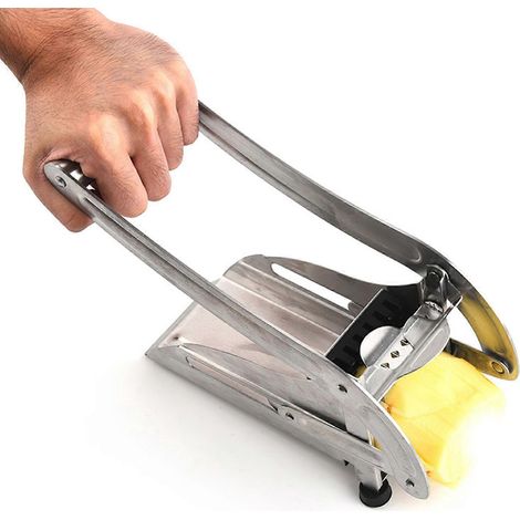 Coupe-pommes de terre multifonction en acier inoxydable avec 2 lames de tailles différentes - Idée cadeau pour les cuisiniers (1/4)