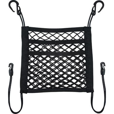 Red de almacenamiento para coche de 3 capas (30 x 27 cm) para colocar entre los asientos delanteros  Red de seguridad para niños y mascotas (1/5)