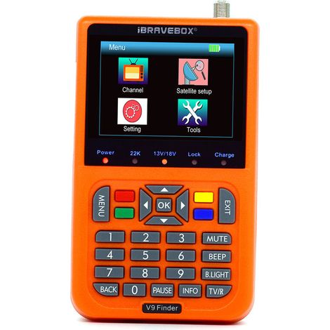 Buscador digital de satélites V9 con pantalla LCD. Medidor de señal. Pantalla LCD de 3,5 pulgadas. Color naranja.