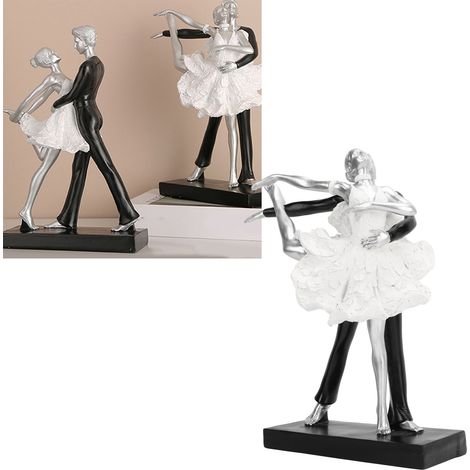 Actuellement disponible : Figurine abstraite simple et créative de danseuse de ballet en résine, objet décoratif pour bibliothèque ou salon, argent 7130W-04 - Barbie en pose de danse - argent (1/5)