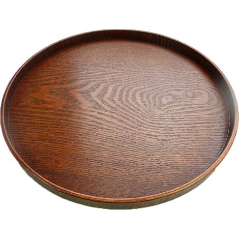Plateau rond en bois massif pour thé, fruits, aliments et pâtisseries - XF10- S