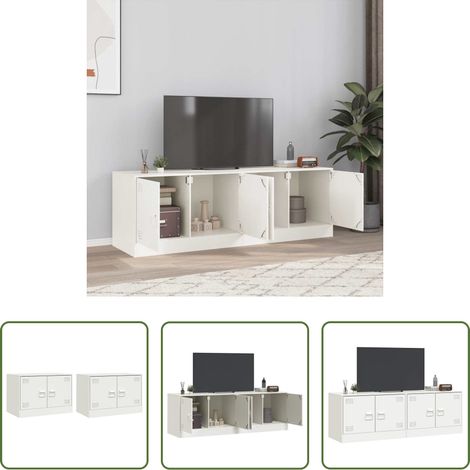 vidaXL Stahl-Schrank - TV-Schränke 2 Stk. Weiß 67x39x44 cm Stahl (1/5)