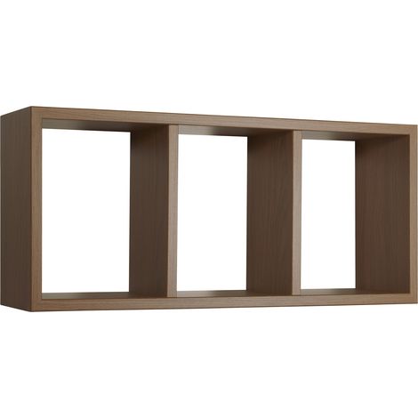 Mensola Rettangolare 3 Scomparti da Parete 70x30x15.5 cm in Fibra di Legno Tristano Rovere Tabacco (1/5)