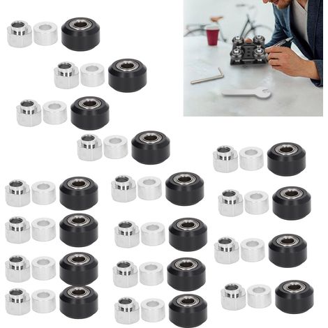 Jeu de Poulies pour Imprimante 3D avec Roulements en Caoutchouc, Entretoises Excentriques et Colonnes Rondes, Noir