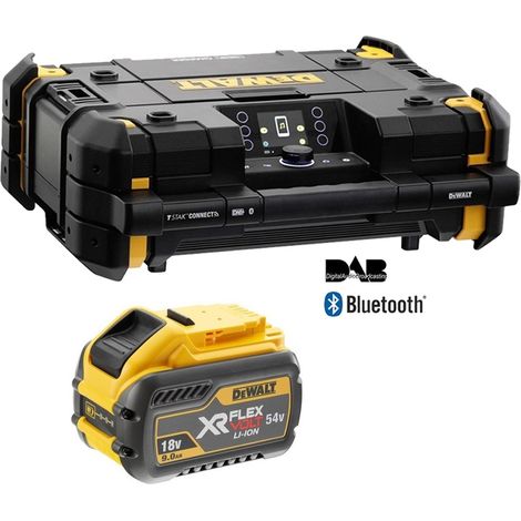 Dewalt 18v Tstak DAB Digital Site Radio Bluetooth Charger USB + Flexvolt 9.0AH (1/5)