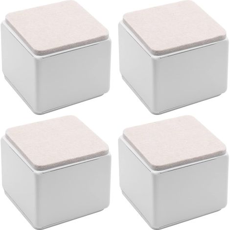 Set di 4 rialzi autoadesivi per letto, quadrati e robusti, in acciaio al carbonio, per tavolo e divano, aggiungono 5 cm di altezza con feltrino, bianco