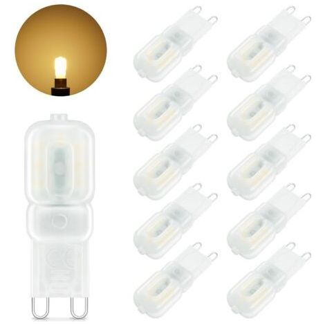 Ampoule LED G9, 3W Equivalent 30W Halogène Lampe, Blanc Chaud 3000K, 500LM, G9 LED Sans Scintillement, Angle du faisceau 360° pour Chambre Salon Cuisine, lot de 10 (1/5)