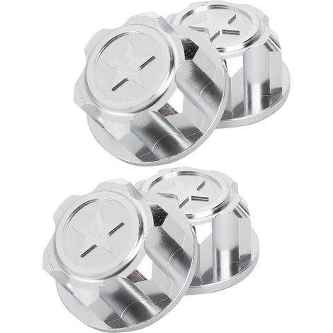4 cache-moyeux de roue en alliage d'aluminium, accessoire compatible avec la voiture RC Traxxas X Maxx 1/10 (argenté)