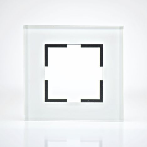 Plaque de finition verre blanc 1 poste 84x87x10mm (1/5)