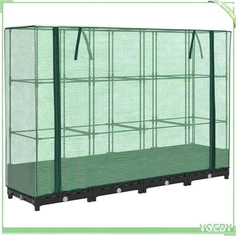 Carré potager surélevé - FAFEICY - 4015812 - aspect rotin - housse de serre imperméable - 160x40x123 cm (1/5)