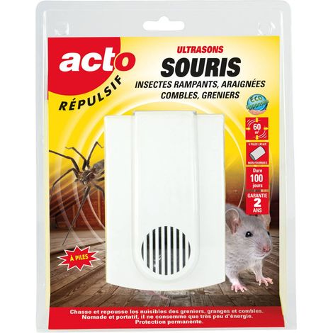Répulsif ultrasons pour souris, insectes rampants, araignées – Technologie ultrasonique > 20 kHz – Non toxique pour humains et animaux – Acto (1/5)