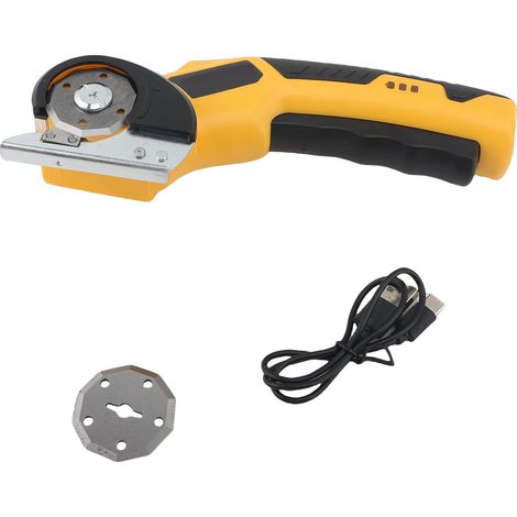 Ciseaux électriques sans fil 2000 mAh, coupe-carton avec verrouillage de sécurité et lumière LED pour tissus, rideaux, tapis et cuir (jaune) (1/5)