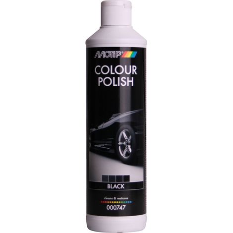 Polish peinture noir 500 ML – Lustrant pour surfaces vernies et métalliques – Protège des intempéries – Masque imperfections – Motip (1/2)